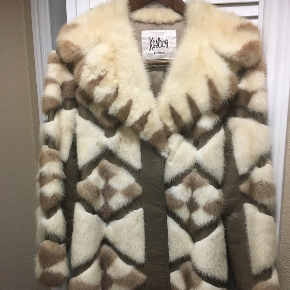 Geometrically designed mink with leather coat